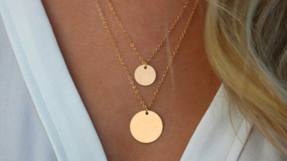 3 Layer Necklace, Layered Necklace Set, Gold Disc Necklace, Gold