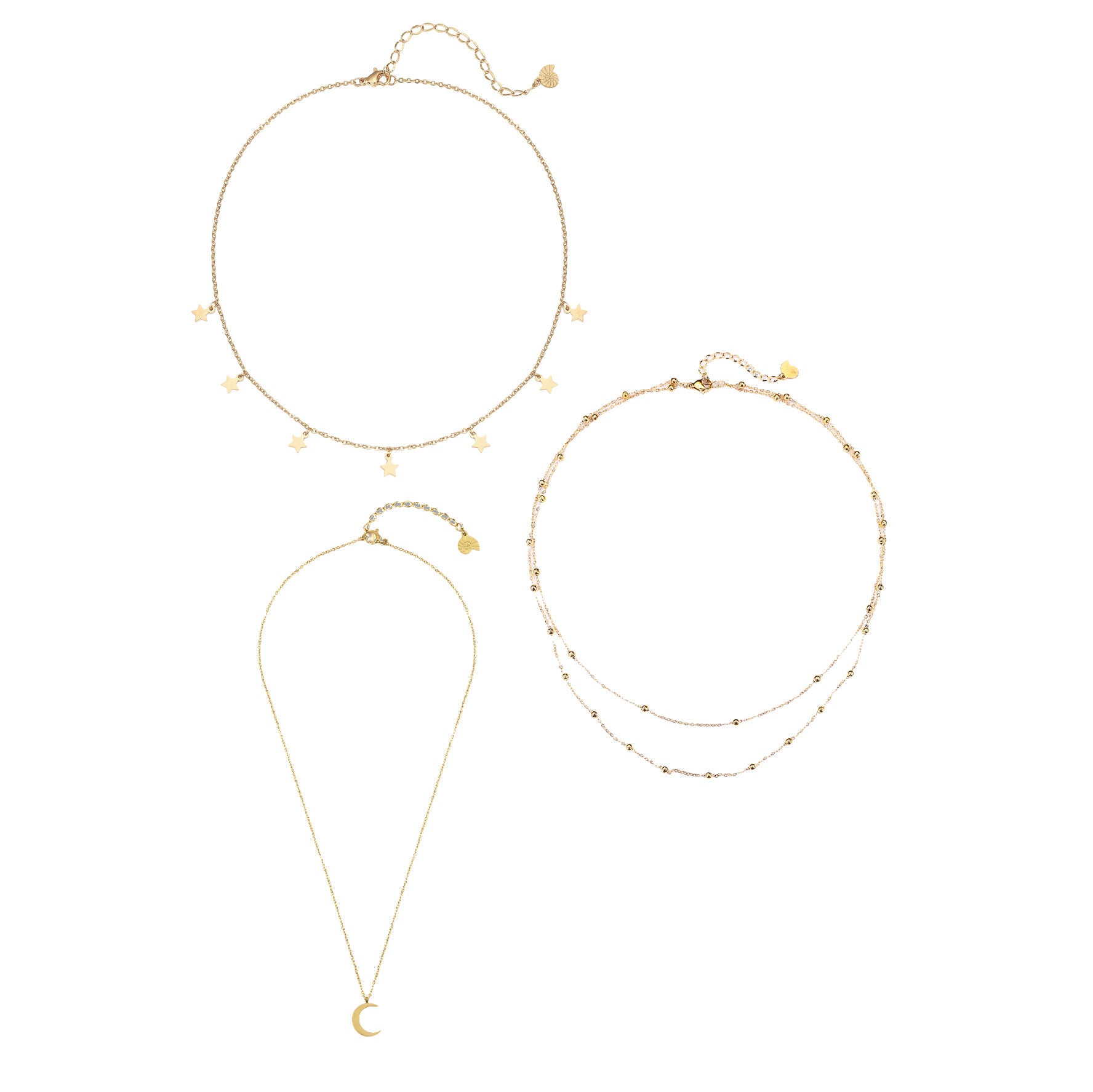 Layering Necklaces Stars and Moon in Rose Gold – Hey Happiness