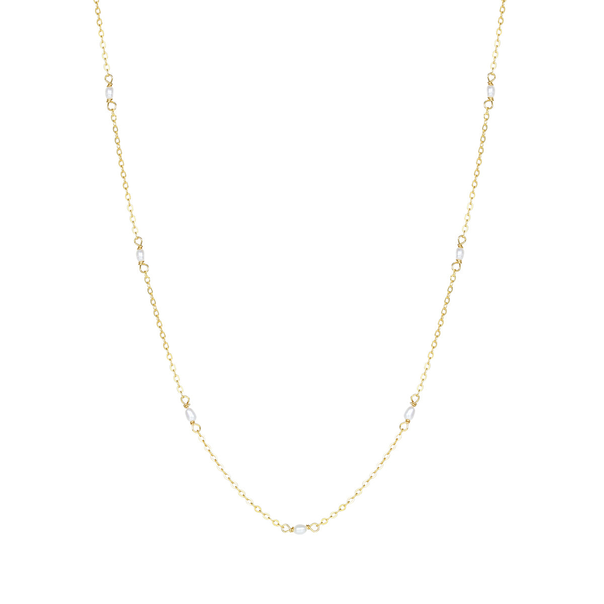 Pearl Chain Necklace Sterling Silver Gold