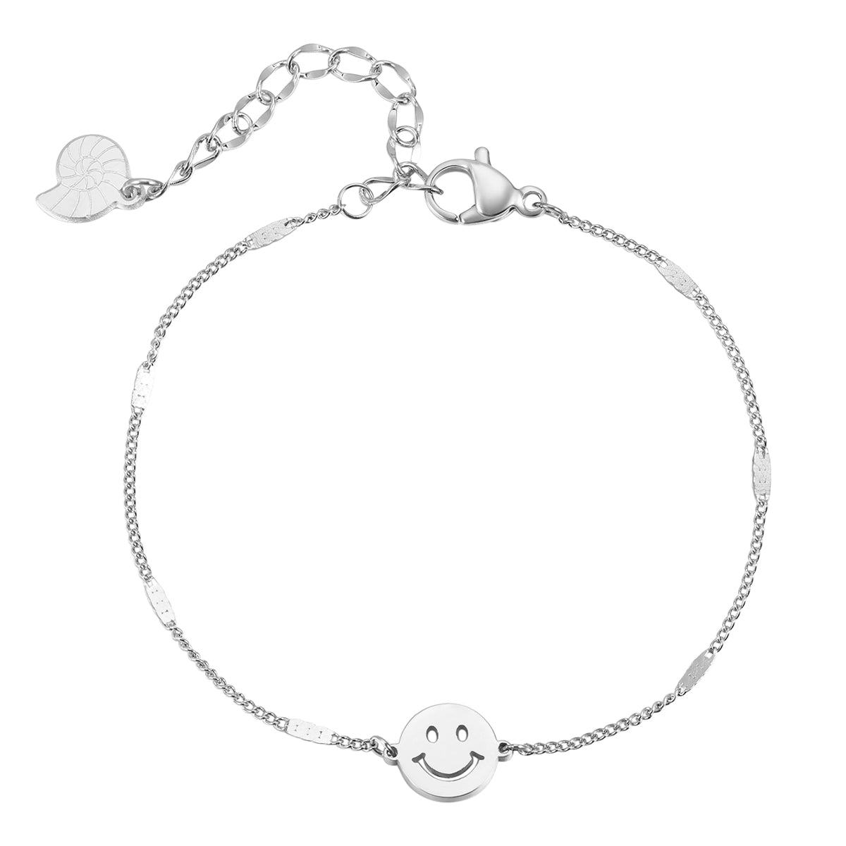 Happiness in Armband Silber Anhänger Smiley Hey Gesicht –