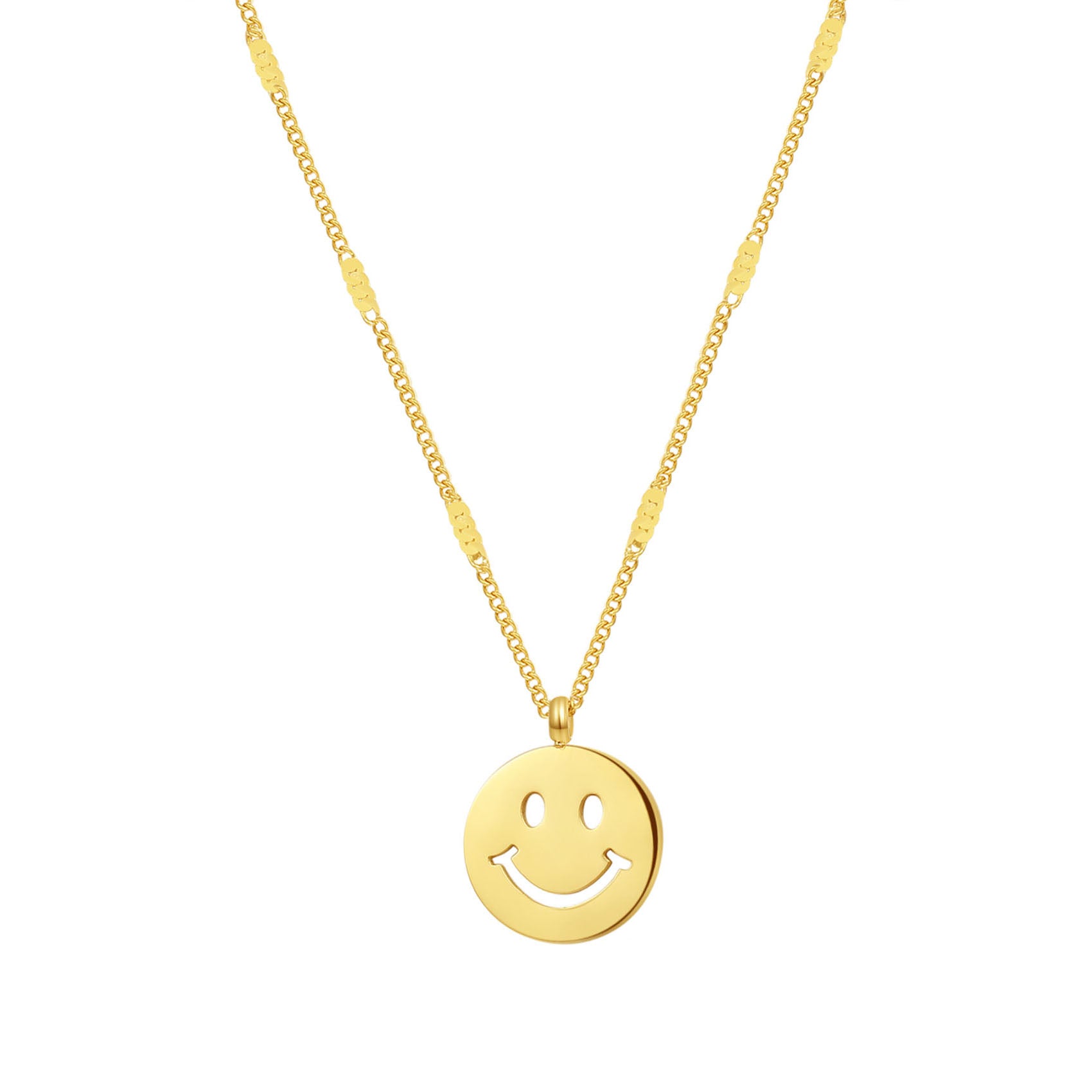 Kette Smiley Gesicht Anhänger Happiness Gold Hey in – Sterlingsilber