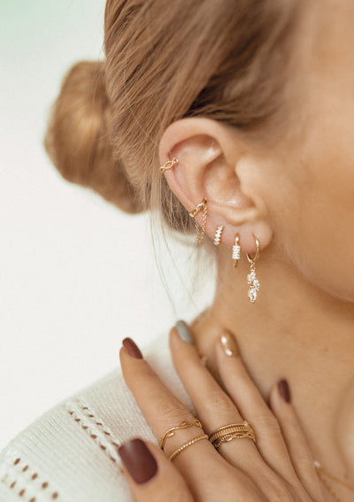 Ear Cuff Cadena Plata de Ley 925 en Oro