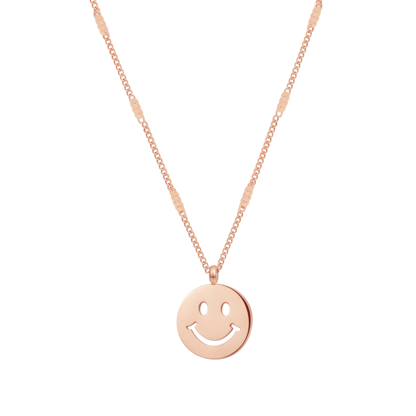 Collar Colgante Cara Smiley en Oro Rosa