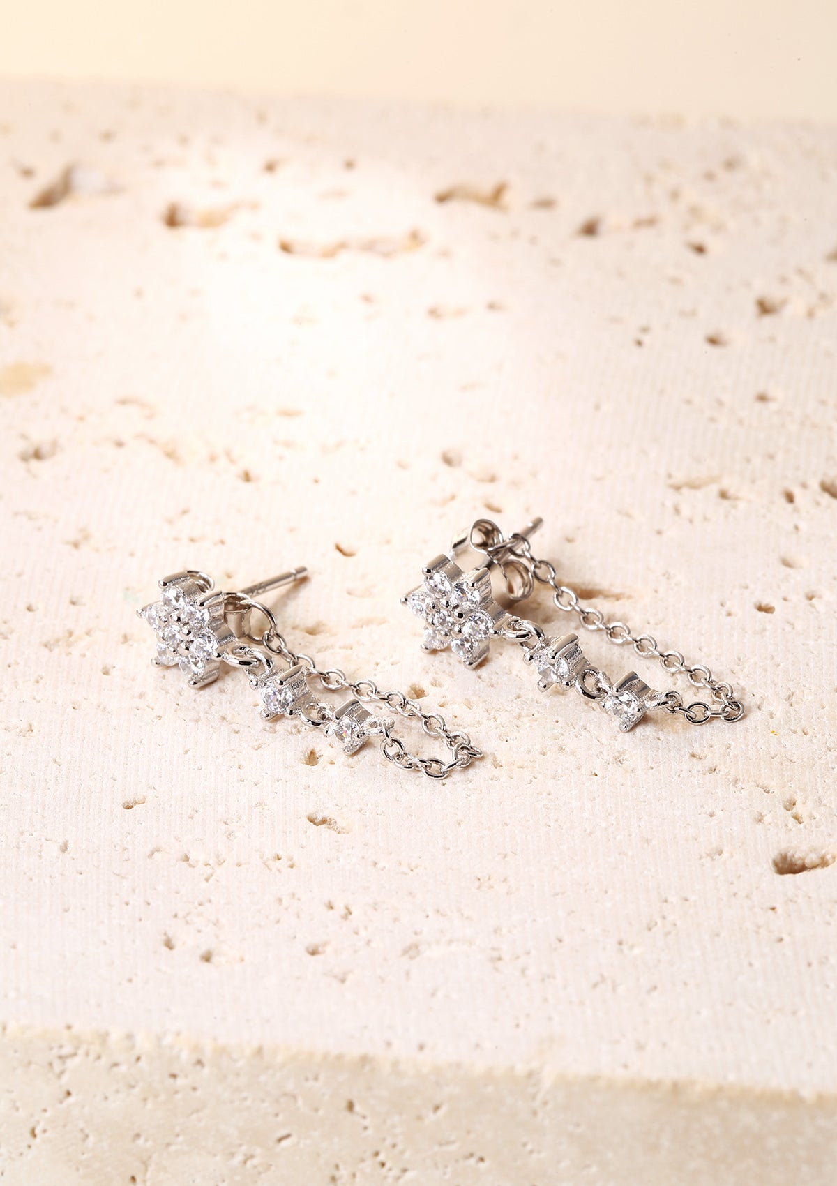 Bloom Chain Stud Earrings Sterling Silver