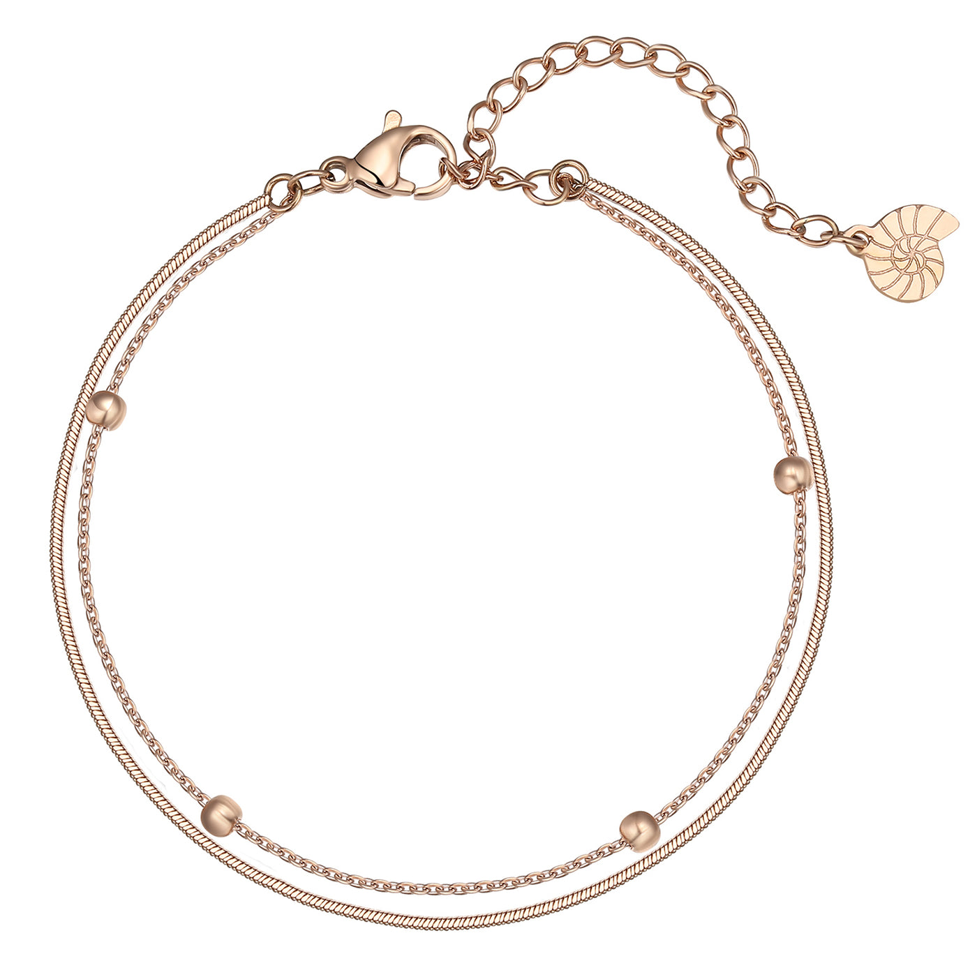 Layered Bobble Chain Bracelet Rose Gold