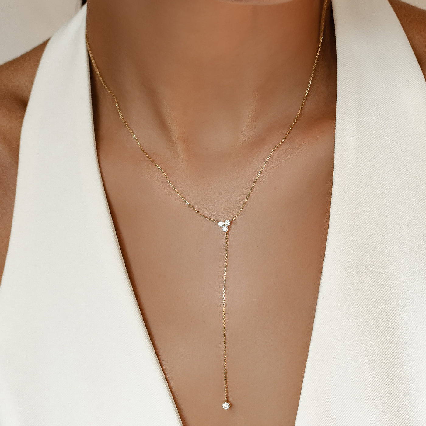 Collier Y Trinity en Or Massif 14 CT