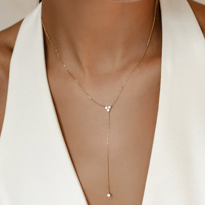 Trinity Y Necklace 14K