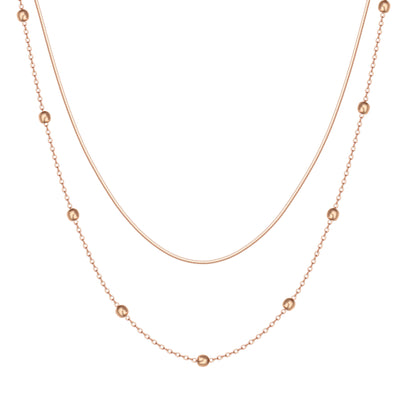 Layered Bobble Chain Necklace Rose Gold