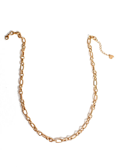 Chunky Oval Figaro Chain Necklace Rose Gold