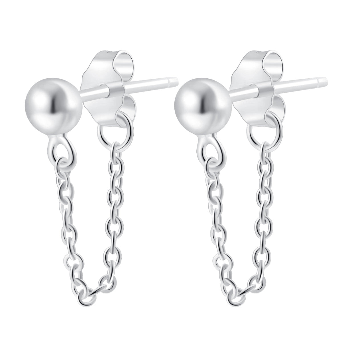 Classic Chain Stud Earrings Sterling Silver