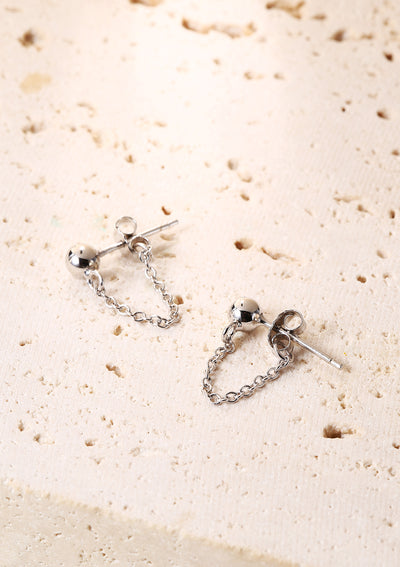 Classic Chain Stud Earrings Sterling Silver