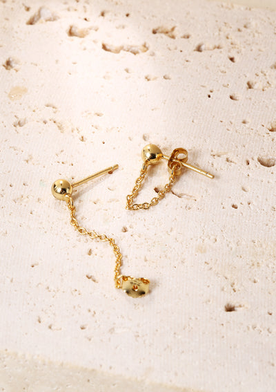 Classic Chain Stud Earrings Sterling Silver Gold