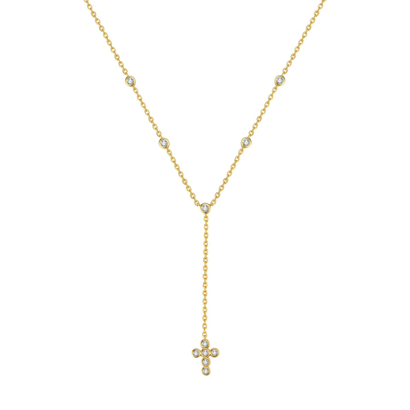 Cross Y Lariat Necklace Sterling Silver