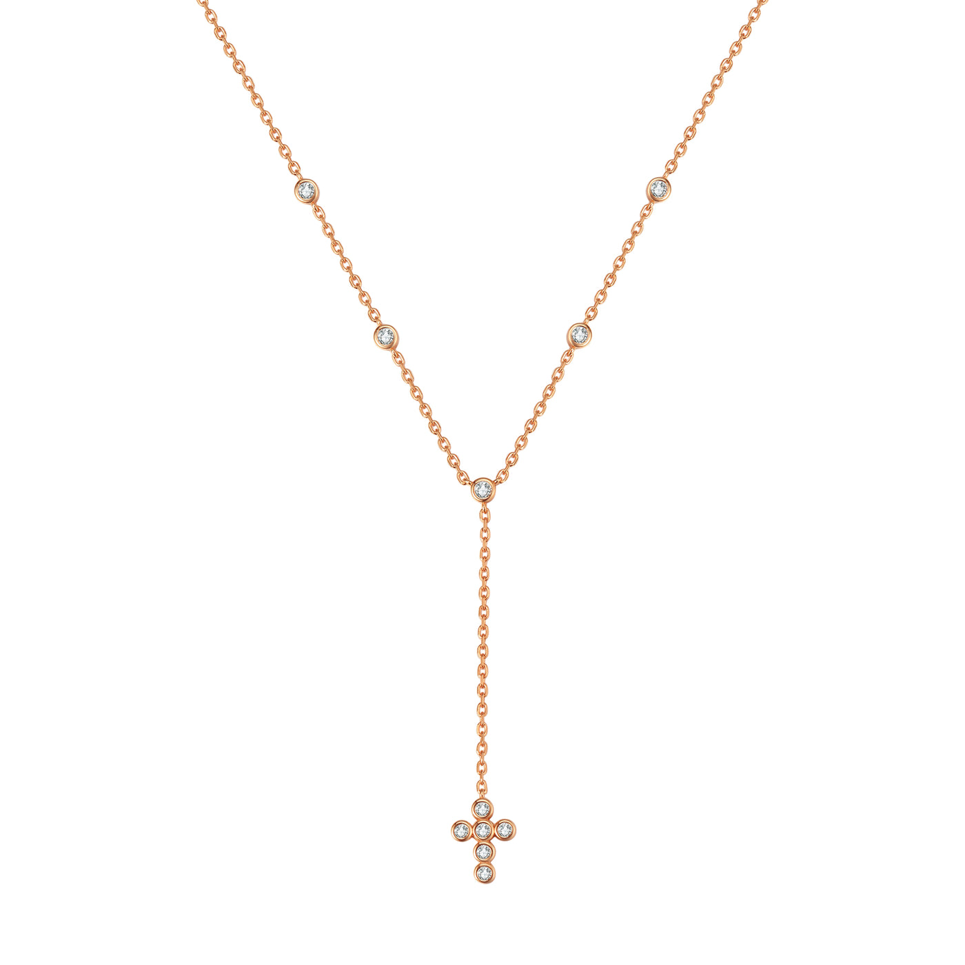 Cross Y Lariat Necklace Sterling Silver