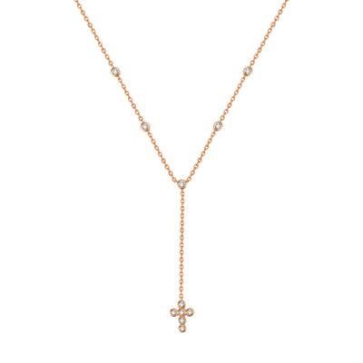 Cross Y Lariat Necklace Sterling Silver