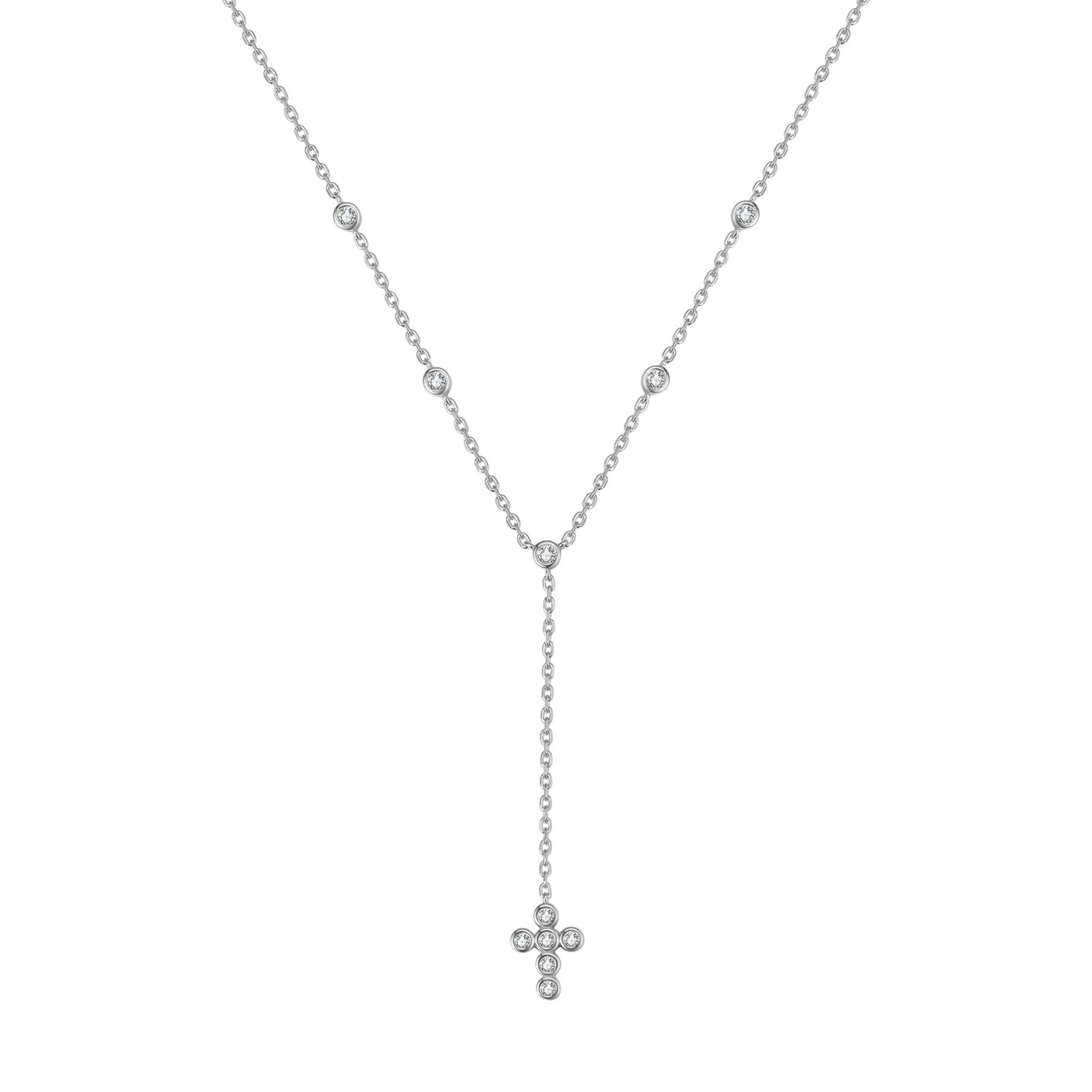 Cross Y Lariat Necklace Sterling Silver