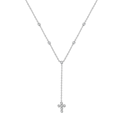 Cross Y Lariat Necklace Sterling Silver