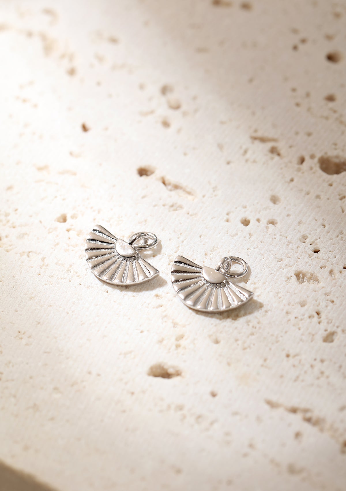 Fan Charm Hoop Earrings Sterling Silver