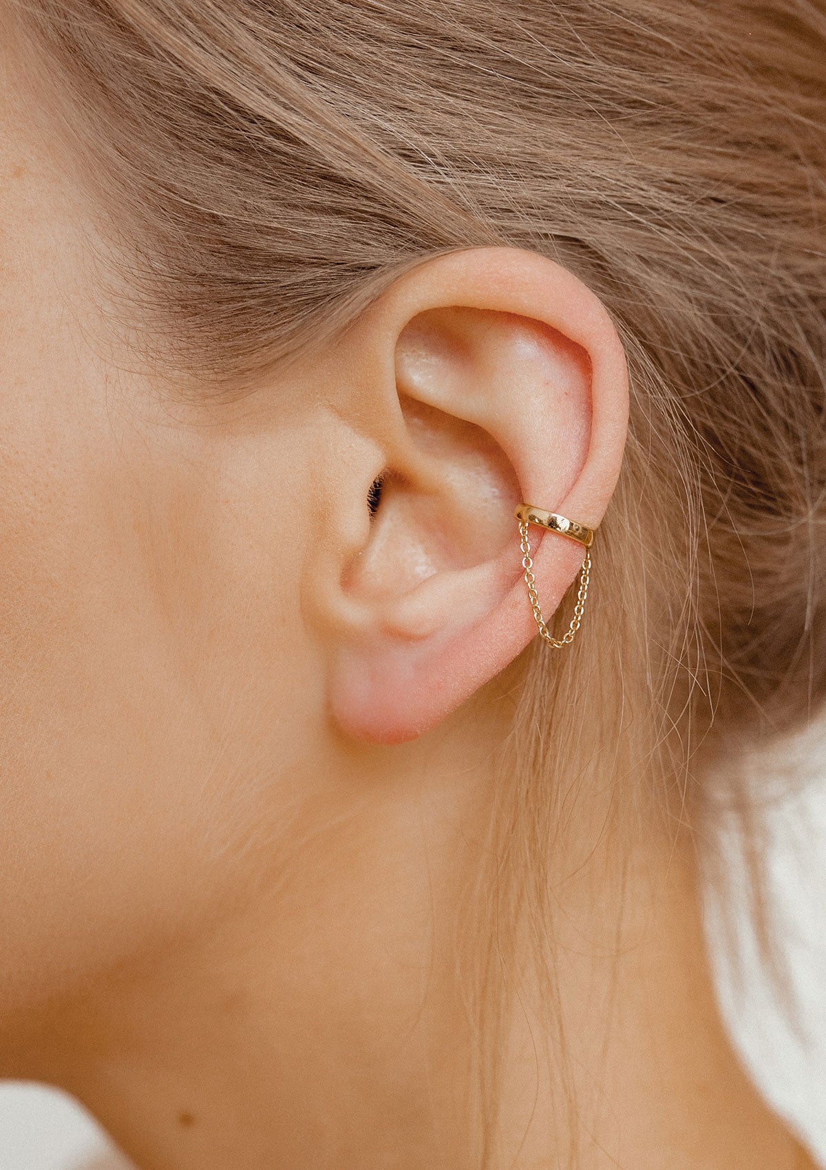 Classic Chain Ear Cuff Sterling Silver Gold