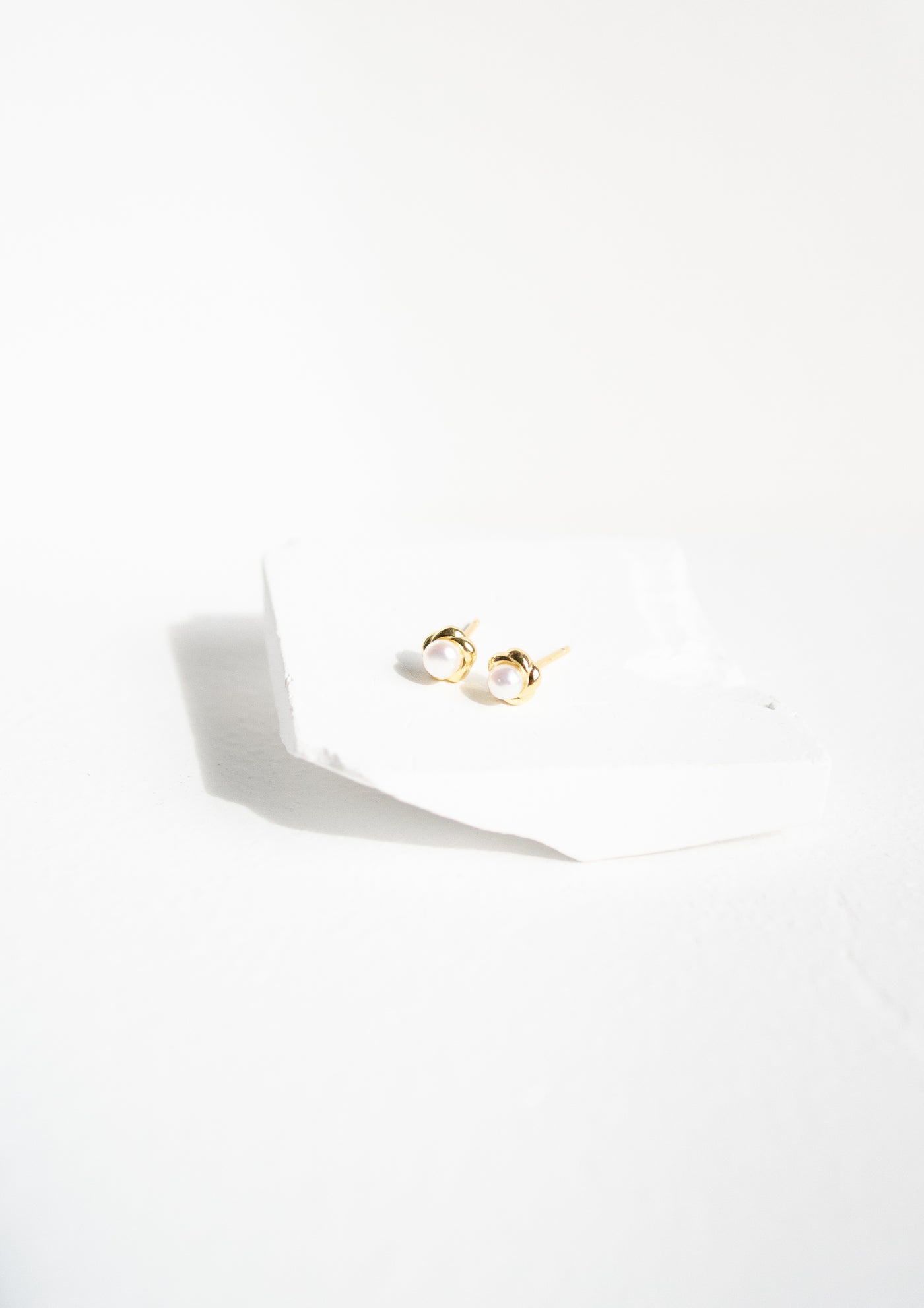 Pearl Petal Stud Earrings Sterling Silver Gold