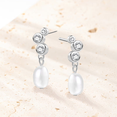 Boucles d’Oreilles Perle Goutte Pendentif Sterling Argent