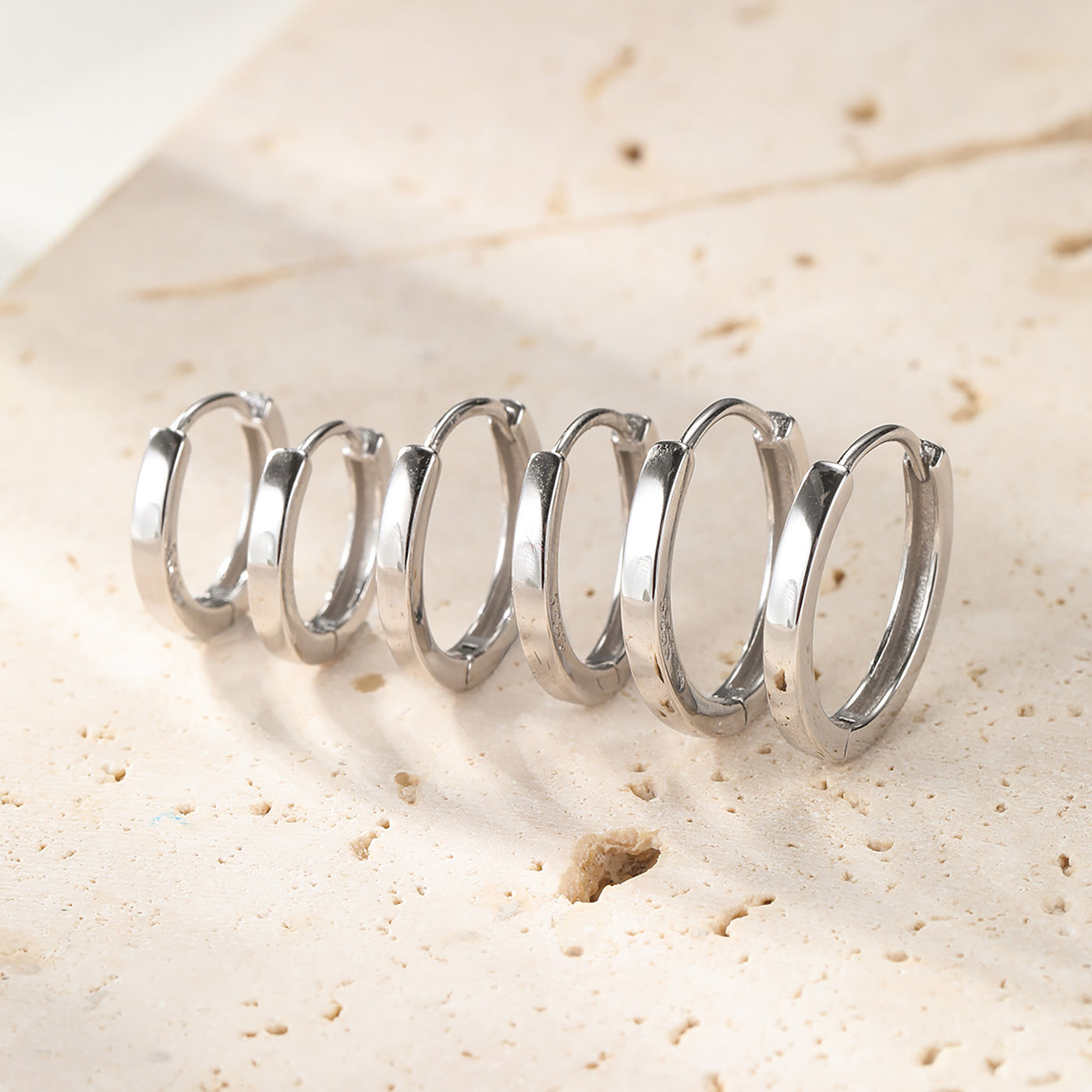 Classic Band Hoop Earrings Sterling Silver