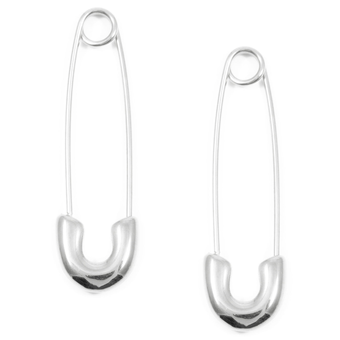 Safety Pin Earrings Silver