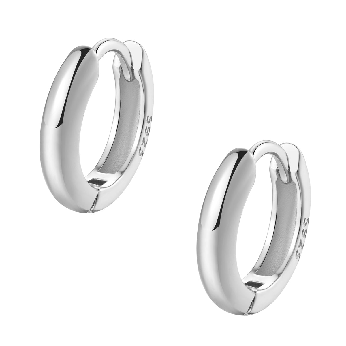 Classic Hoop Huggie Earrings Sterling Silver Gold