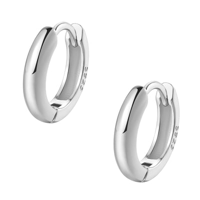 Classic Hoop Huggie Earrings Sterling Silver Gold