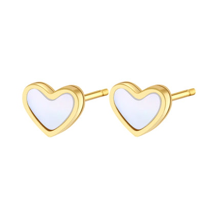 Clous d' Oreilles Coquille Coeur en Or