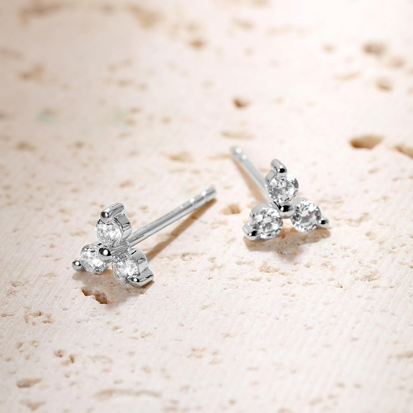 Trinity Stud Earrings 14K Gold