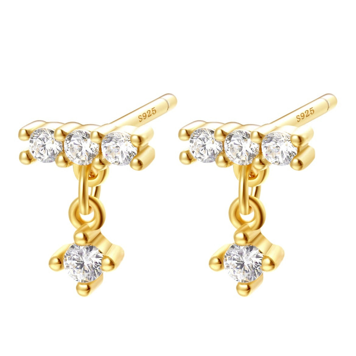 Dewdrop Stud Earrings Sterling Silver Gold