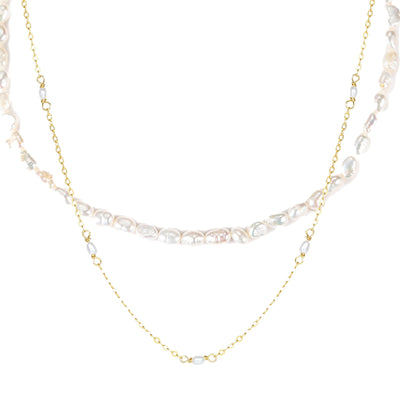 Double Grace Pearl Necklace Set Sterling Silver