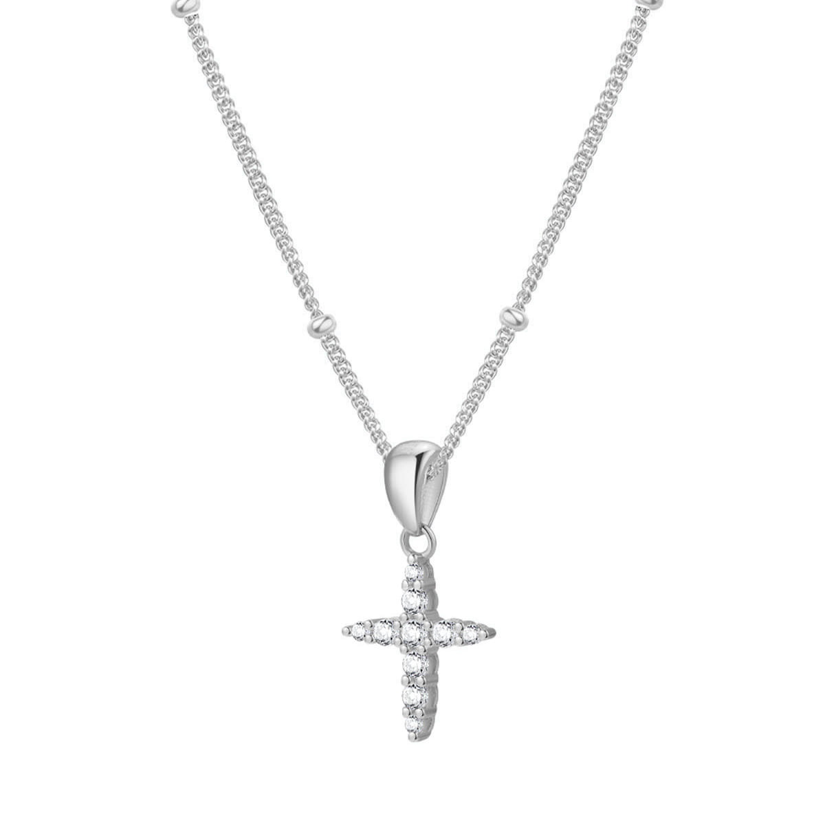 Gemstone Cross Pendant Necklace Sterling Silver