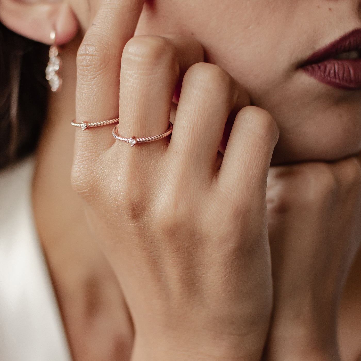 Gemstone Twist Ring Sterling Silver Gold