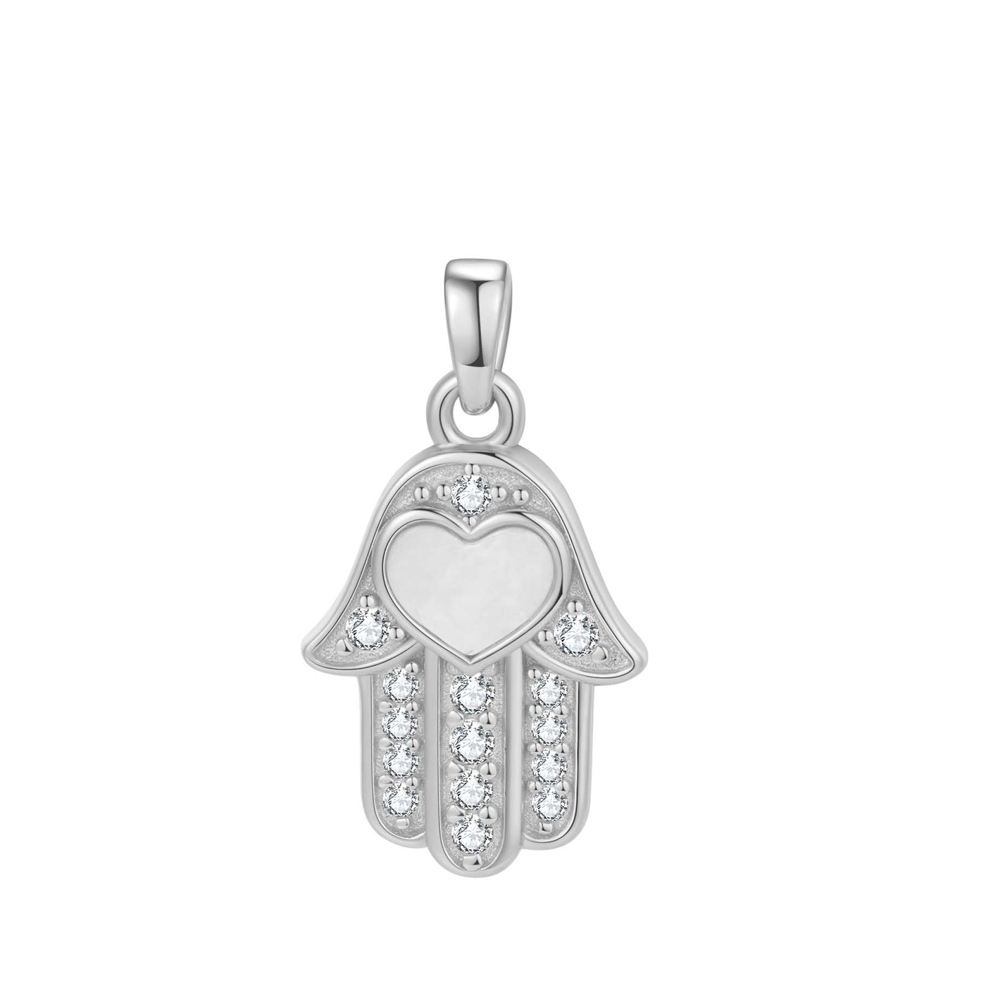 Hamsa Hand Pendant Necklace for Protection Sterling Silver