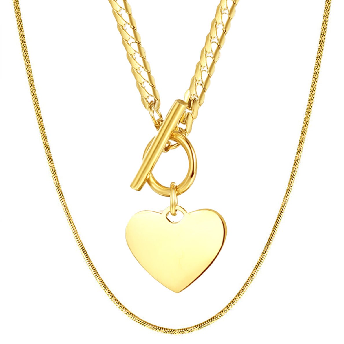 Heart and Snake Chain Necklace Set Waterproof