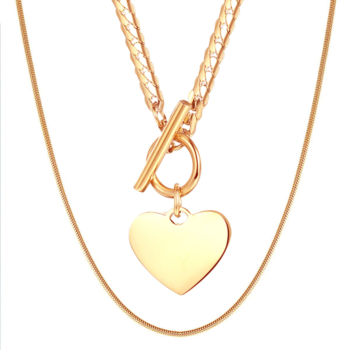 Heart and Snake Chain Necklace Set Waterproof