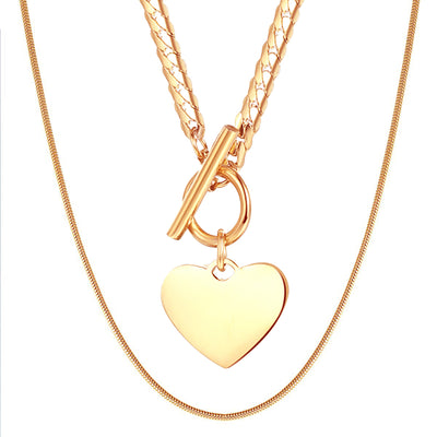 Heart and Snake Chain Necklace Set Waterproof