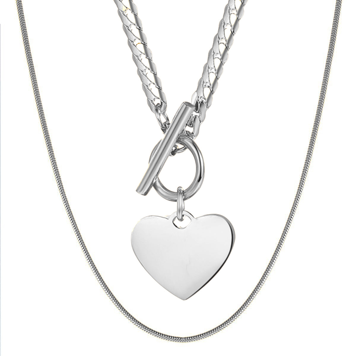 Heart and Snake Chain Necklace Set Waterproof