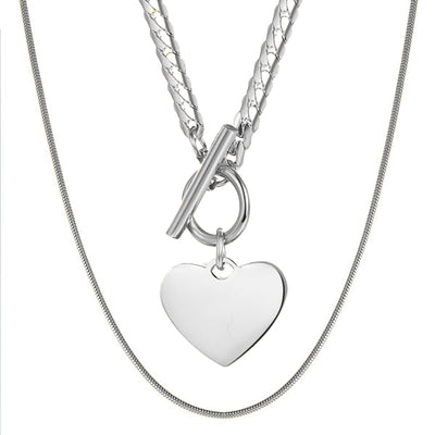 Heart and Snake Chain Necklace Set Waterproof