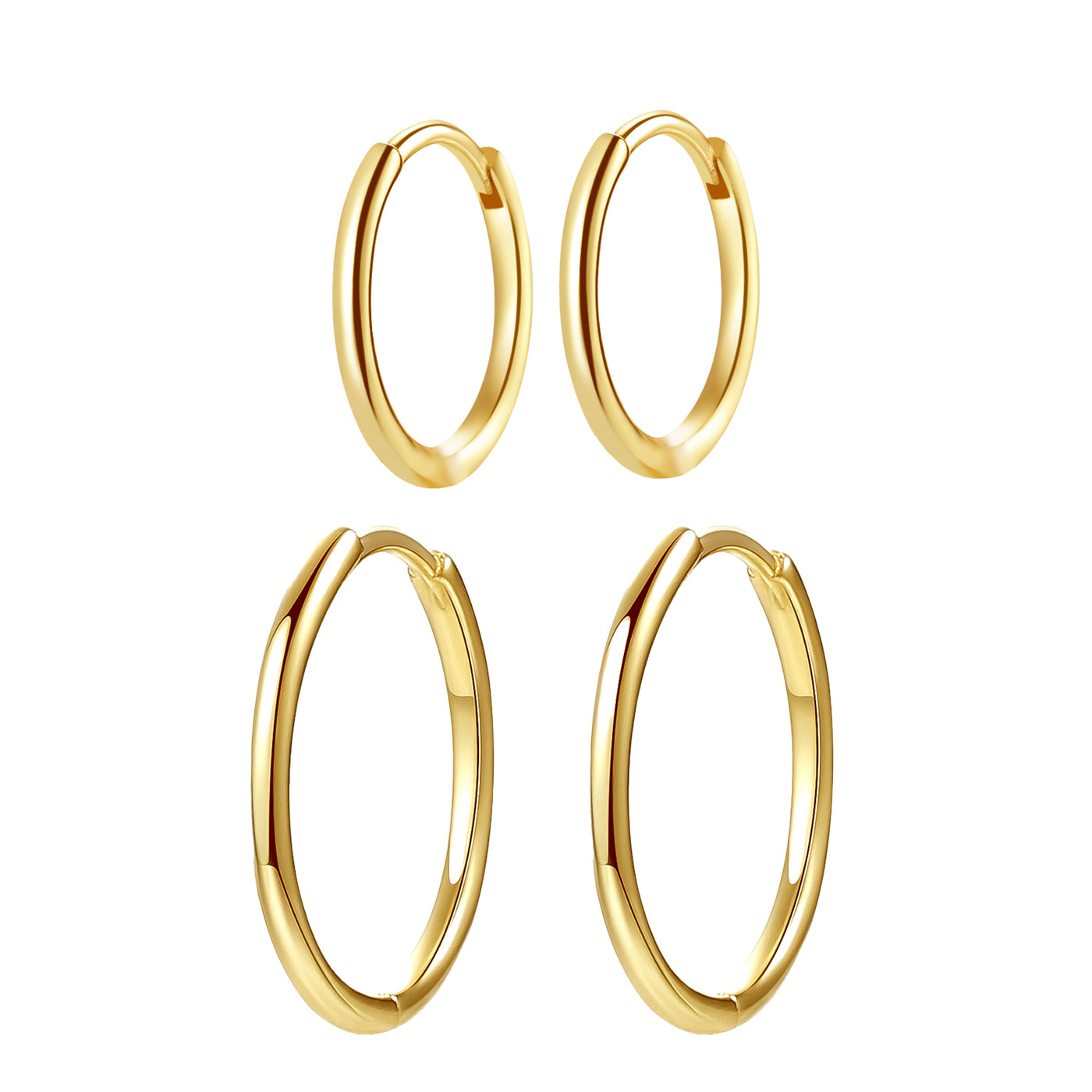 Slim Hoop Earrings Set Sterling Silver