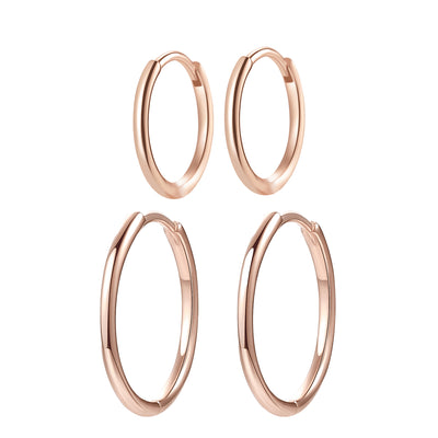 Slim Hoop Earrings Set Sterling Silver