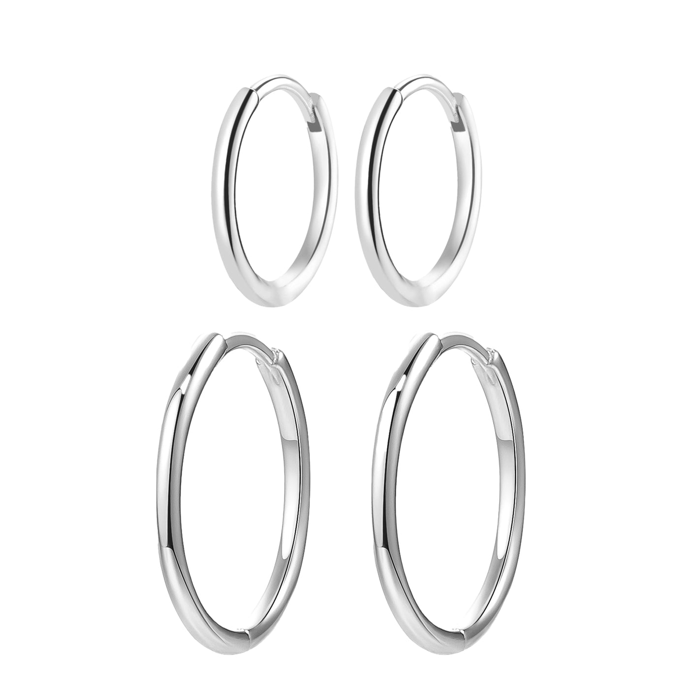 Slim Hoop Earrings Set Sterling Silver