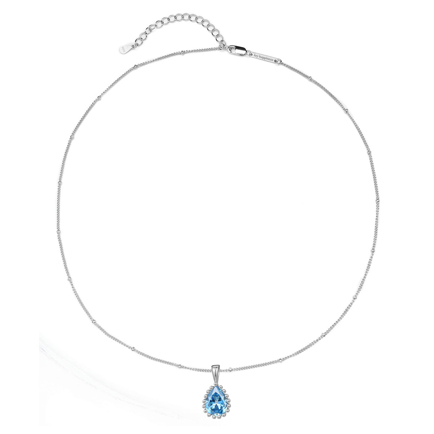 Collier Pierre de Naissance Mars Aigue-marine Sterling Argent