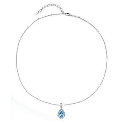 Collier Pierre de Naissance Mars Aigue-marine Sterling Argent