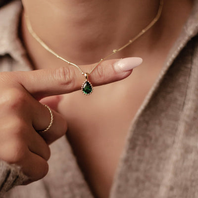 May Emerald Birthstone Necklace Sterling Silver