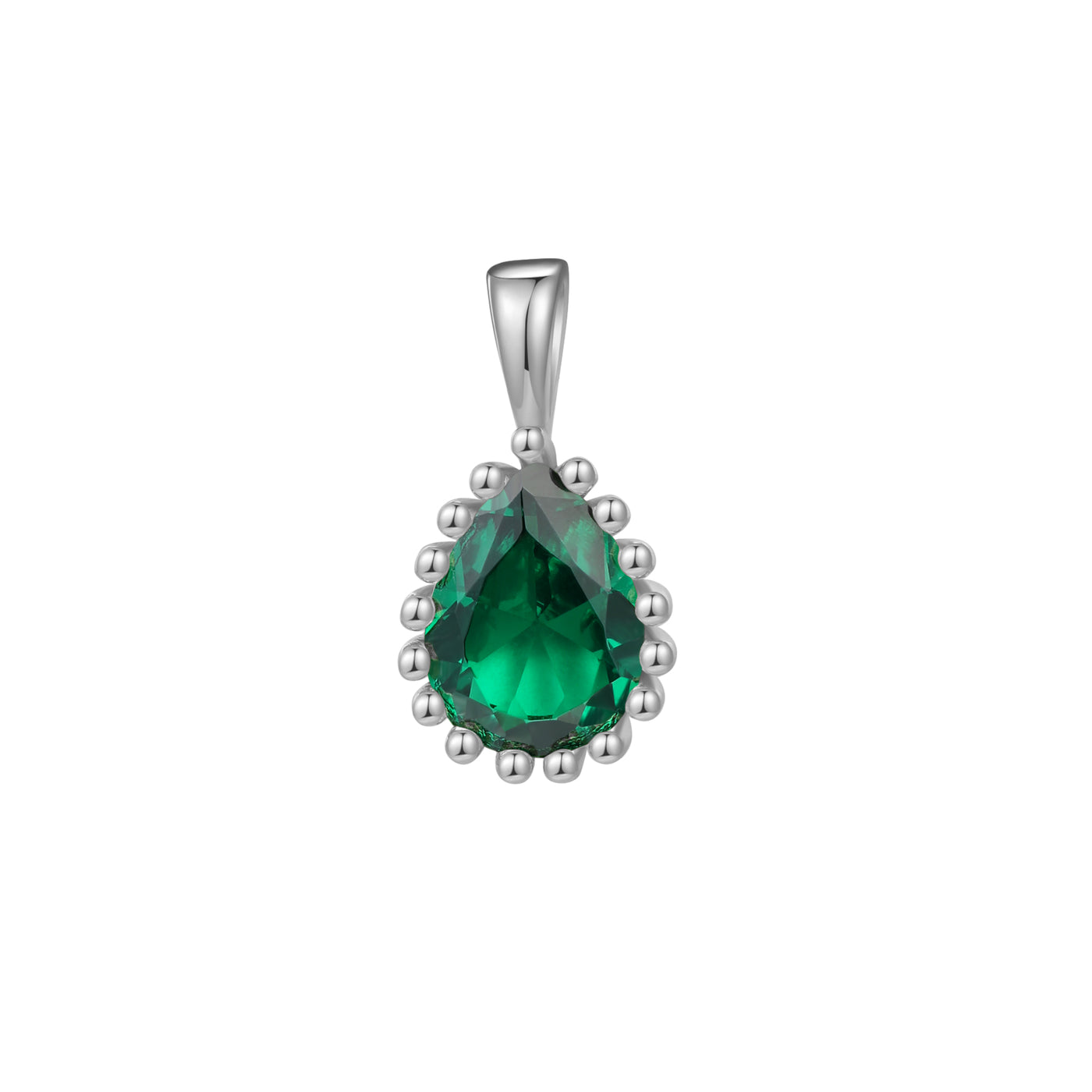 May Emerald Birthstone Necklace Sterling Silver