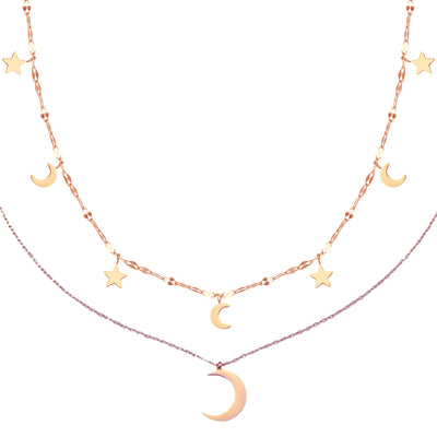 Moon and Star Jewelry Necklace Set Waterproof