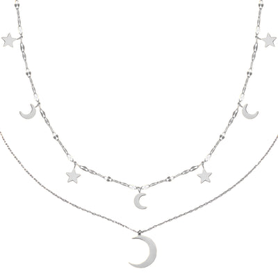 Moon and Star Jewelry Necklace Set Waterproof